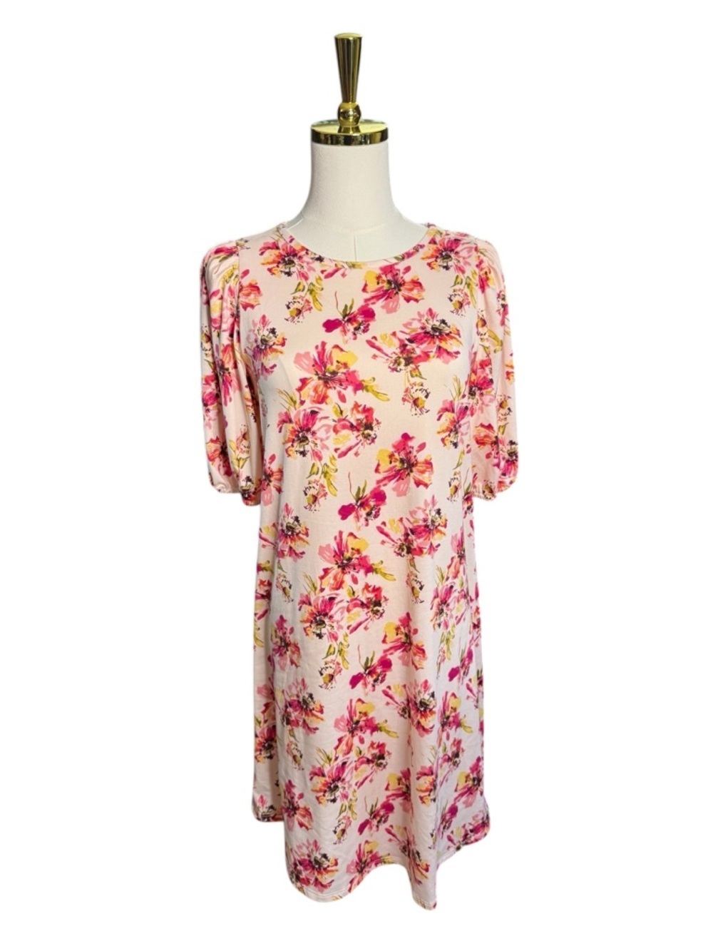 The Pioneer Woman Pink Floral Puff Sleeve Mini Dress
